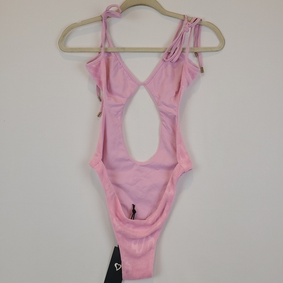 NEW Waydamin Monokini Pink Terry One Piece Bodysuit Swim Sz 2XL NWT $60 - Picture 9 of 11